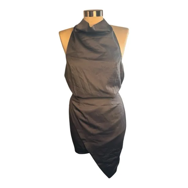 Revolve Elliatt Gray Halter Asymmetrical Special Occasion Dress - Image 4