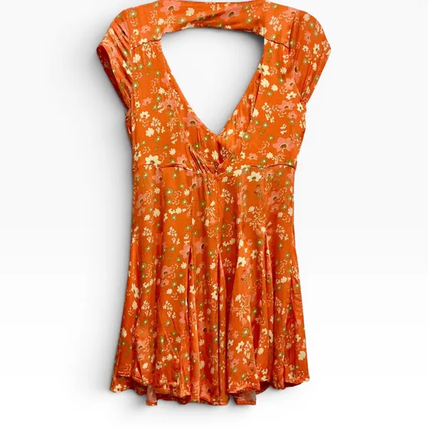NWT Free People‎ It Takes Two Wrap Around Open Back Flowy Mini Dress Peach Small - Image 5