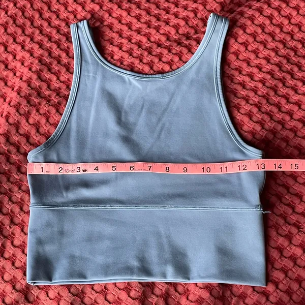 Lululemon Reversible Blue Cropped Tank Top Crew or V-Neck Approx M Yoga Gym - Image 5