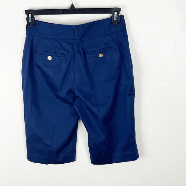 LAUREN RALPH LAUREN Navy Gold Buttons Pockets Bermuda Shorts 2 Preppy Modest - Image 2
