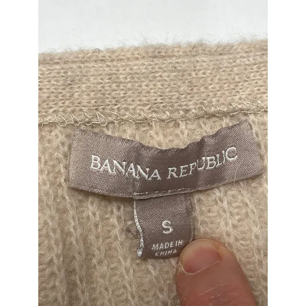 Banana Republic Beige Knit Open‎ Front Long Sleeve Cardigan Sweater Women Size S - Image 5