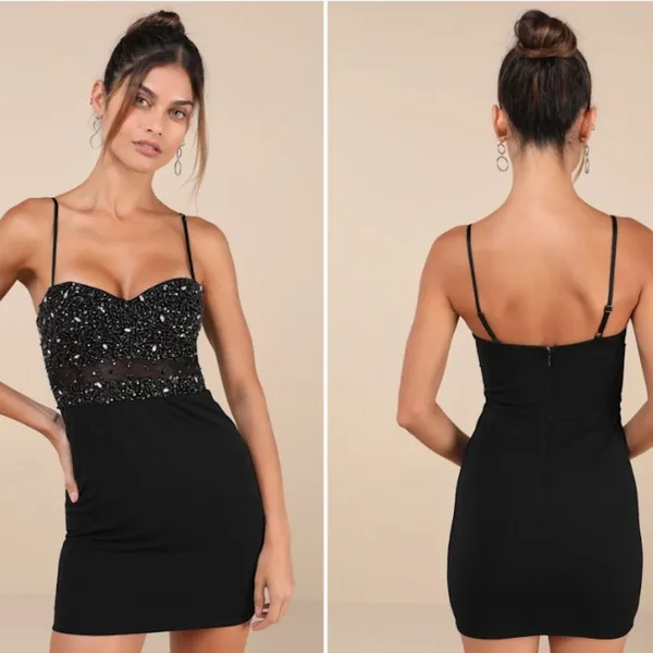 LULU's Prom Wedding Elegant Sexy Bustier Corset Rhinestone Holiday Party Mini - Image 5