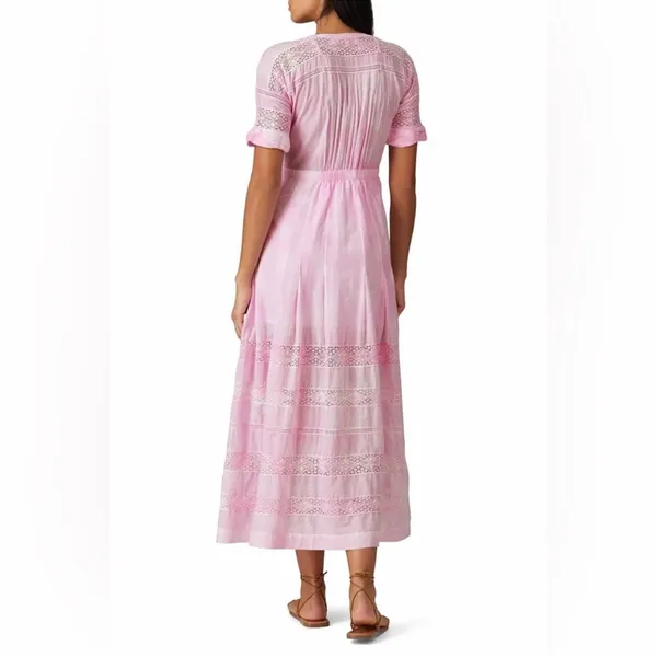 LoveShackFancy Edie Maxi‎ Dress Pink NWT Small - Image 4