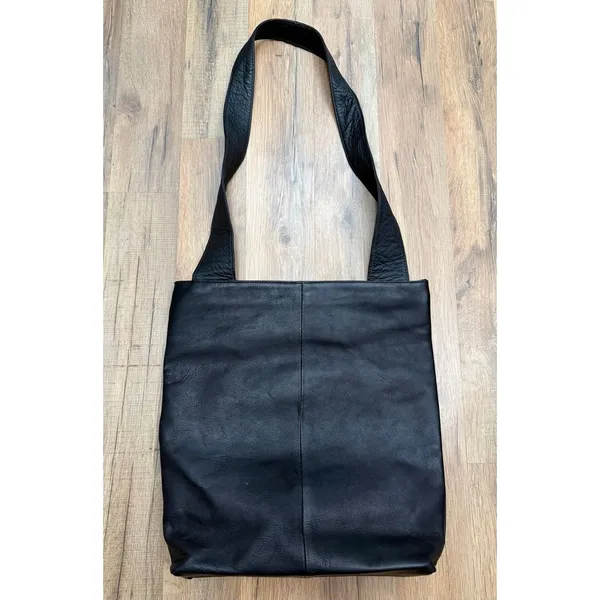 HOBO International Black Leather Tote Shoulder Bag Large Pocket Vintage - Image 3