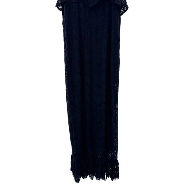 Melissa Odabash Black Lace Maxi Dress Cover Up Crochet Sleeveless‎ L Resortwear - Image 5