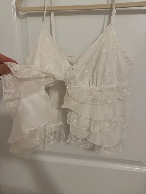 SheIn White ruffle tank top - Image 2