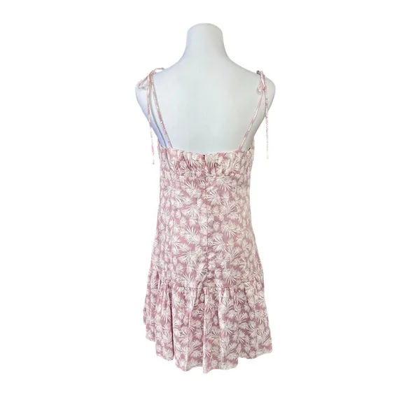 Lulu's Sunny Tropics Pink Palm Tie Straps Mini Dress Sundress‎ MEDIUM Coquette - Image 4