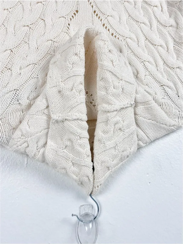 FREE PEOPLE For The Love Of Cables Knit Sweater Cream Turtleneck Sweater Dress - Image 5
