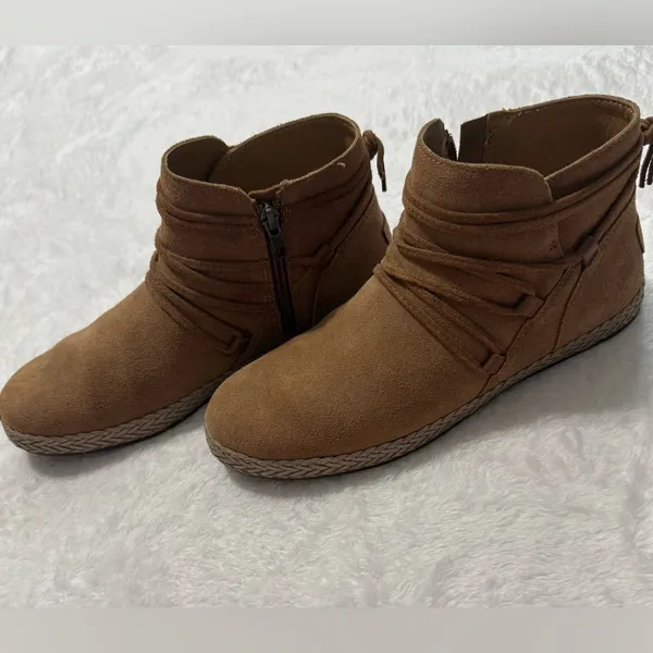 UGG Women's Rianne Chestnut Suede Braided Ankle Boots Short Booties Size 9.5 - Image 5