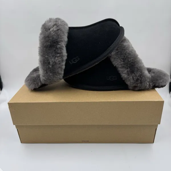 Ugg Australia Women’s Scuffette II Slippers Suede Black/Grey Size 7 New With Box - Image 13