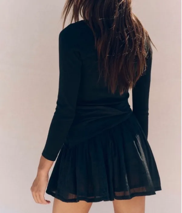 Chic Free People Black Long Sleeve Bow Dress - Image 2