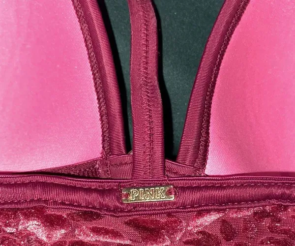 PINK - Victoria's Secret Lightly Lined Maroon Velvet Bralette - Image 4