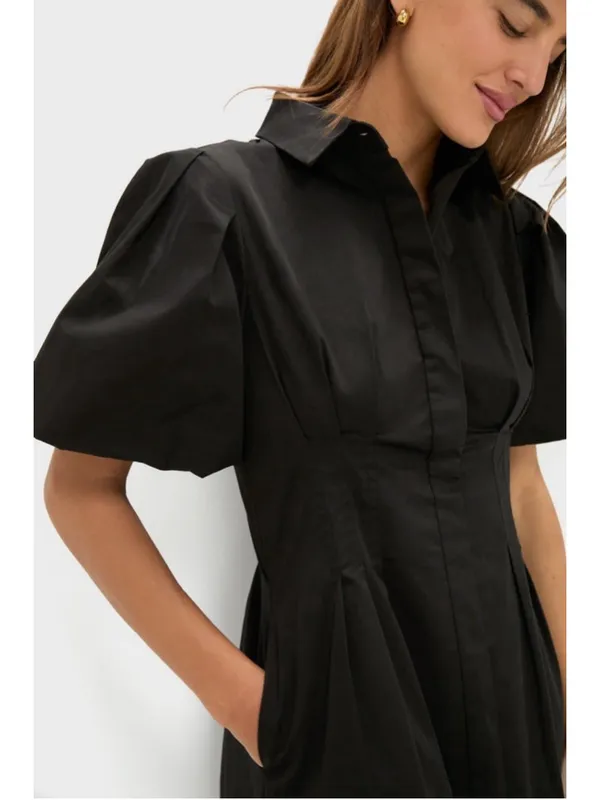 Tuckernuck Black Delaney Dress M Collar Puff Sleeve Classic Elegant Business - Image 5