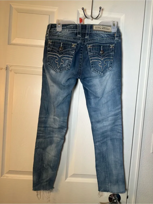 Rock Revival Women's Distressed Alivia‎ Slim Straight Jeans - Light Blue - Image 2