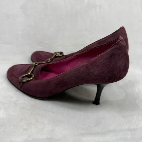 Coach Aubry P554 Burgundy Suede Horsebit Loafer Pumps Made in Italy Womens 6.5 B - Image 8
