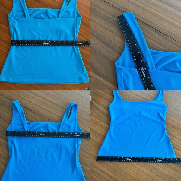 Susana Monaco Blue Essential Everyday Tank Top Square Neck Summer Top Size Large - Image 4