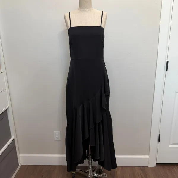 SheIn Elegant Evening 6 Maxi Dress High Low Ruffle Hem Whimsigoth Black Fairy Grunge - Image 3