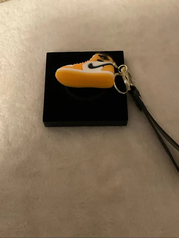 Jordan Yellow Sneaker Keyring with Black Branded Strap - Image 5