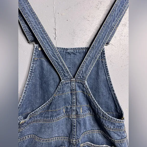 Free People Denim Raw Hem Mini Overall Skirt Size 4 - Image 12