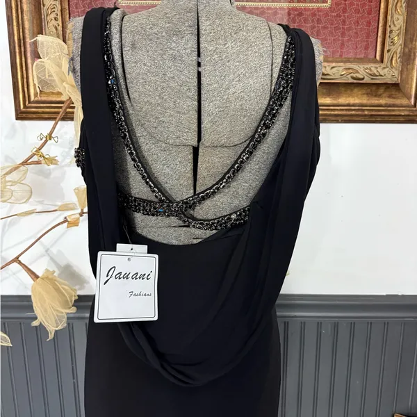 NWT Vintage Jovani Black Tie Open Back Beaded Evening Gown Size 6 💛🍄 - Image 6