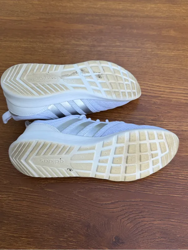 Adidas Cloudfoam Running Shoes Women 7.5 White Athletic Sneakers Comfort - Image 10