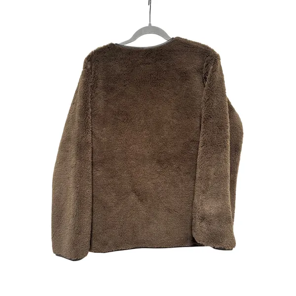 H&M Brown Faux Sherpa Snap Button Jacket S - Image 10
