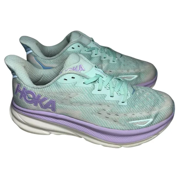 Hoka One One Women’s 8.5 B Seafoam Green Purple Clifton 9 Running Shoes Sneakers - Image 7