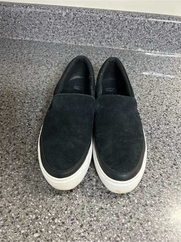 UGG Black Suede Slip-On Platform Loafers - Image 4