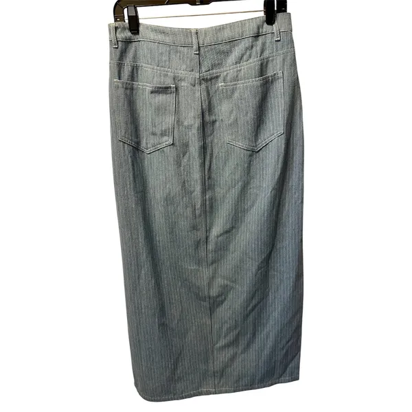 Sage the Label Denim Striped Locals Only High Slit Maxi Skirt Medium - Image 5