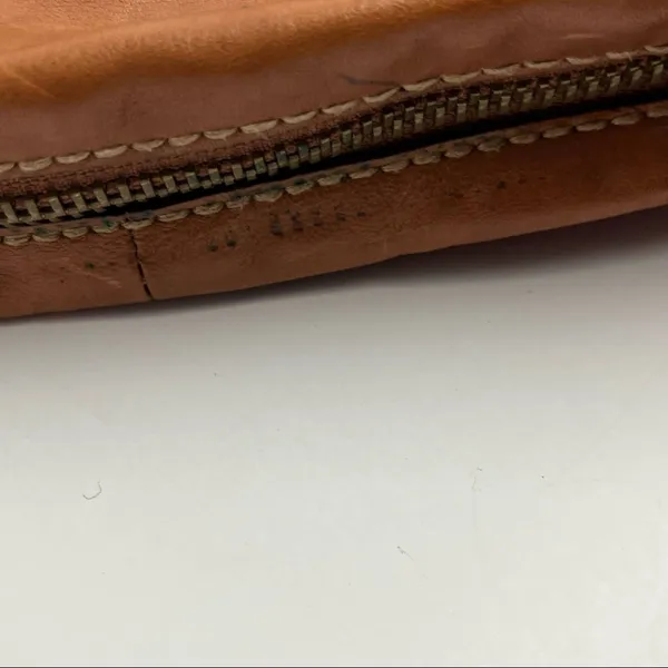 FOSSIL Brown Leather Stitched Adjustable Strap  Paisley Lined Shoulder Bag Boho - Image 5