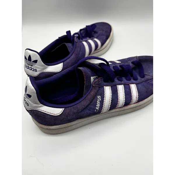 Adidas‎ Campus Sneakers Womens 5 Purple Suede Low Top Classic 3 Stripe Shoes - Image 4