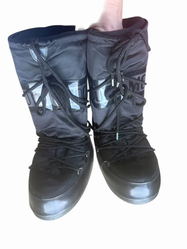 MOON BOOT ICON GLANCE SATIN TALL SNOW SKi BOOTS WOMEN'S BLACK US 7-8.5 39-41 - Image 4