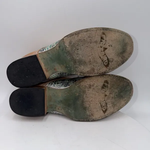 Freebird Mabel Oxfords Western Tan Turquoise Distressed Leather Bootie Size 9 - Image 7