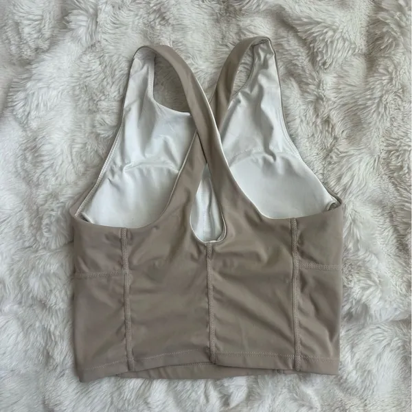 Taupe Athletic Top with padding Tan Size 4 - Image 2