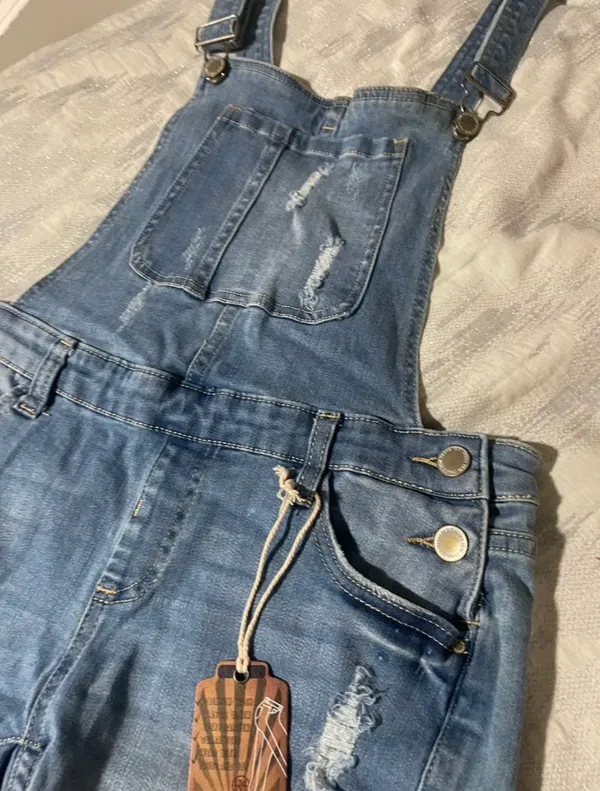 I&M Jeans Light Blue Denim Mid-Rise Overalls - Image 4