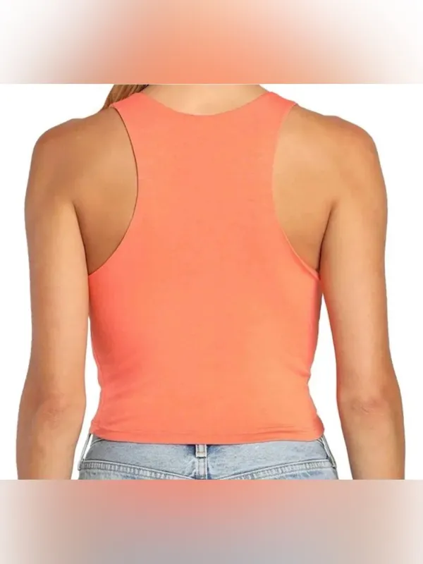 Lulus NWT Women Large Basics Feel Like Dancing Coral Orange Crop Casual Lounge - Image 3