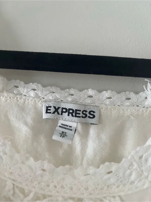 Express Ivory White Lace Ruched Tank Top Small Romantic Cottagecore Dainty - Image 2