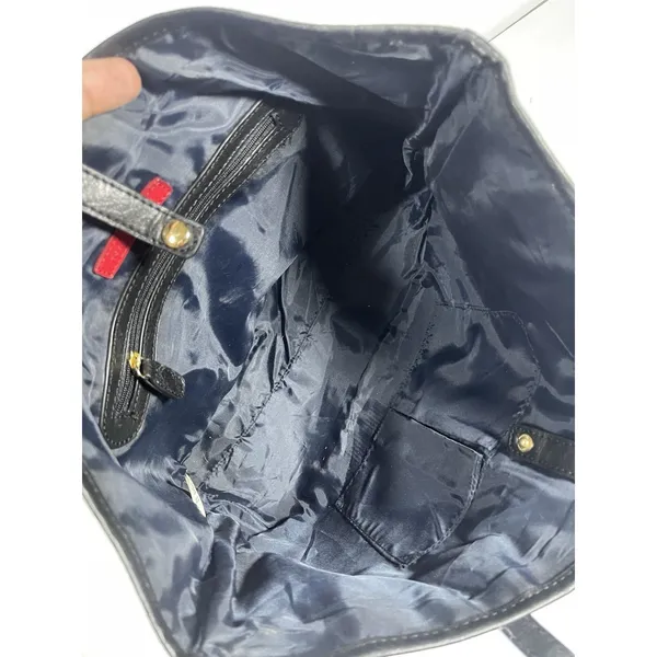 Tommy Hilfiger Black Logo Tote Bag Gold Hardware Bag Charm Zipper Accents - Image 13