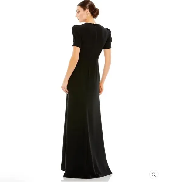 NWT Mac Duggal Puff Sleeve Black Cut Out Gown Dress 6 2630 - Image 5