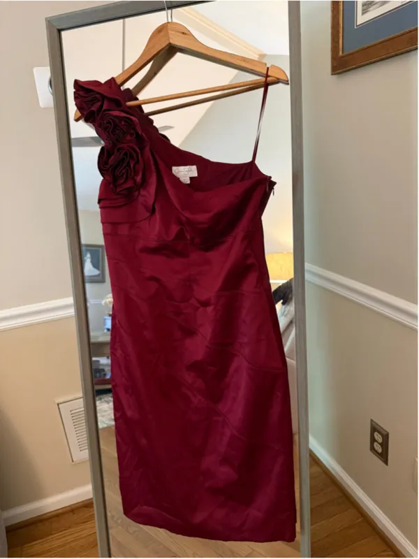 Jessica Simpson Red One Shoulder Dress Size 10 - Image 2