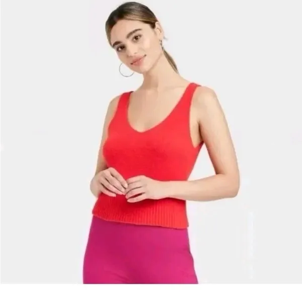 NWT A New Day Red Knit Sweater Tank Top - Image 10
