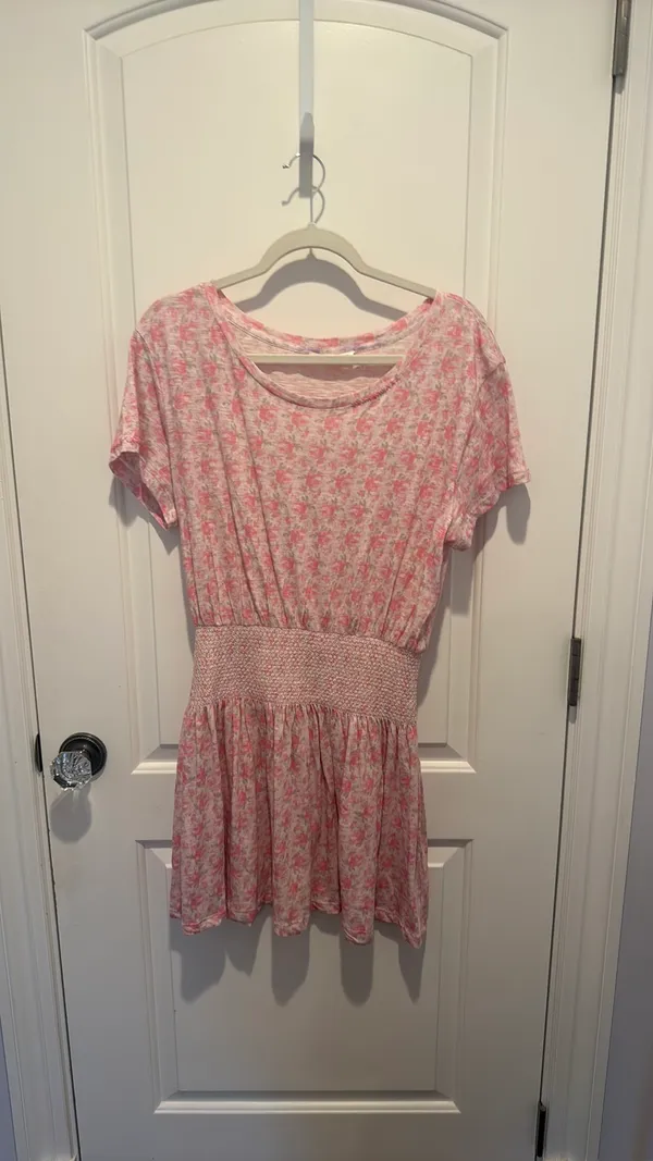 Love Shack Fancy Pink Floral Short Cotton Dress Women’s M - Image 2