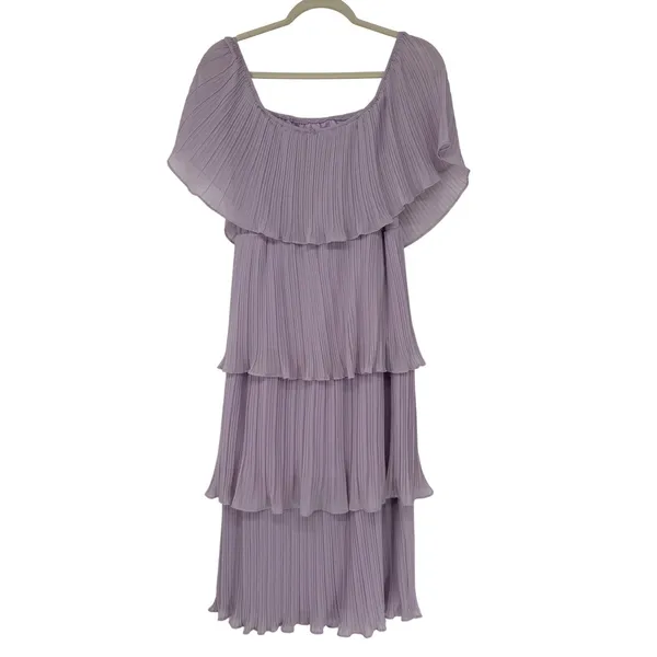 Lulus Gala Ready Lavender Off-the-Shoulder‎ Ruffle Midi Dress Size M - Image 3