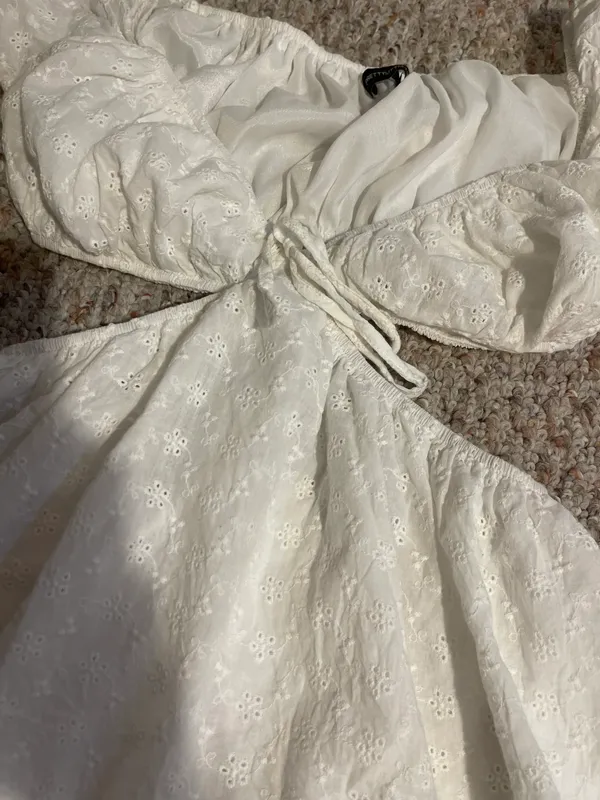 Pretty Little Thing White Lace Cutout mini Dress - Image 2