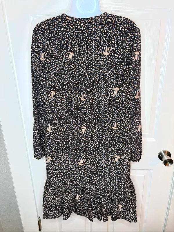 Madewell Silk Fiesta Paisley Tiered Mini Dress Black Tan 10 - Image 8