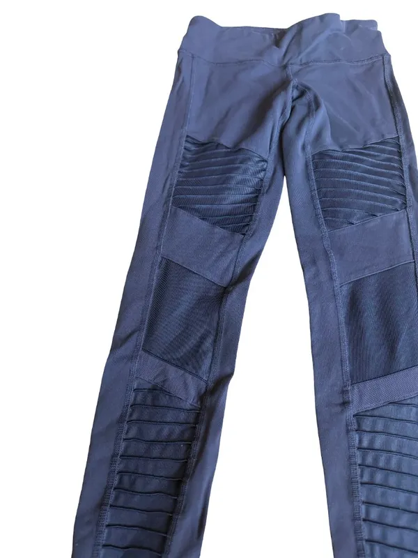 Alo Yoga High-Waisted Moto Leggings Navy Stretch Ankle Length Workout Size XS - Image 2