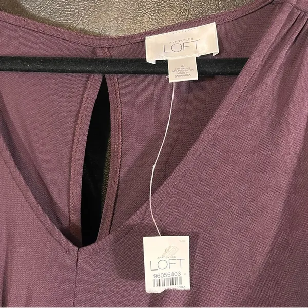 Ann Taylor Plum Color Belted Midi‎ Dress Size 4 - Image 8