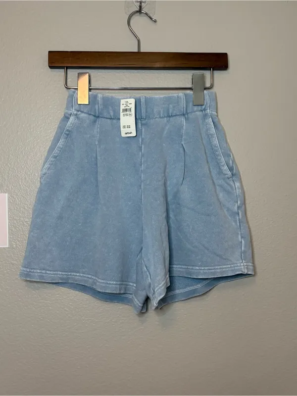 Aerie baby blue XXS shorts cotton summer relaxed fit oversized casual - Image 5