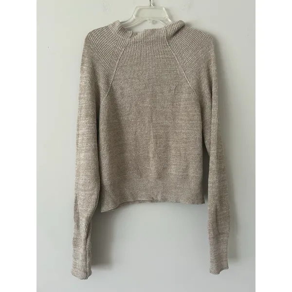 Free People Too Good Heathered Beige Knit Pullover Sweater Size Medium Cozy - Image 2