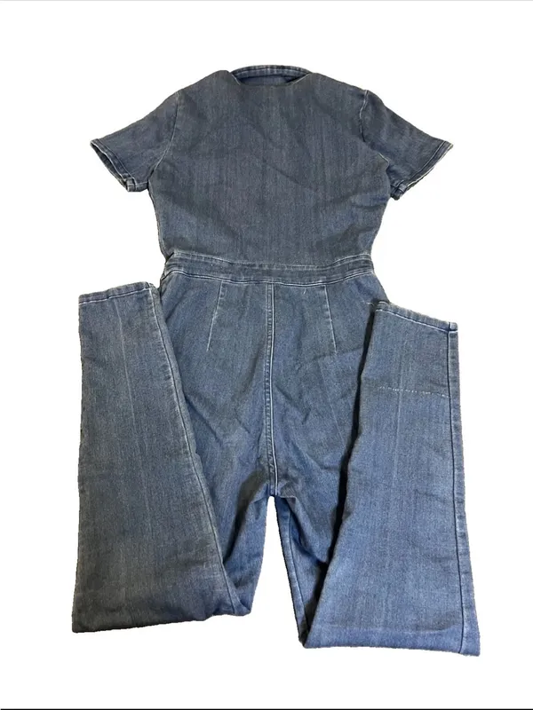 Blashe Denim Skinny Jumpsuit Medium Wash S Coastal Cowgirl Western Chic 70’s - Image 9